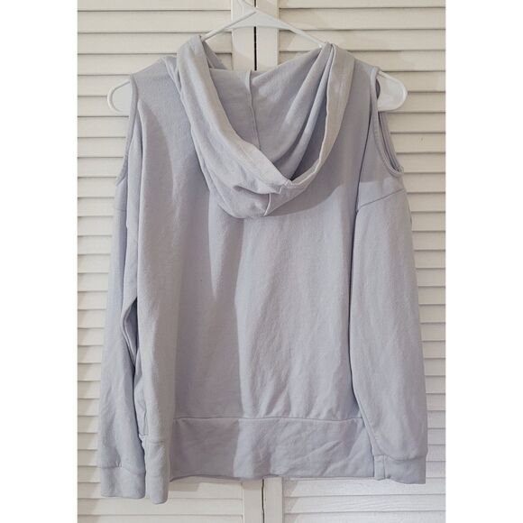 Gray Cropped Hoodie Sweatshirt by Cupio – Long Sleeve with Front Pockets - Picture 1 of 3